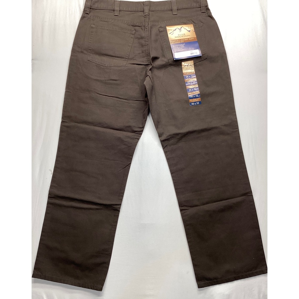 Blue Mountain Mens Brown Canvas 5-Pocket Relaxed Fit Work Pants 38x32 New